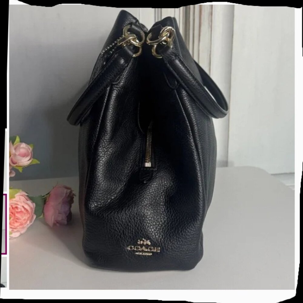 Coach Madison Phoebe Shoulder Bag Black Pebble Leather black Lined 3 Sections - Picture 3 of 8